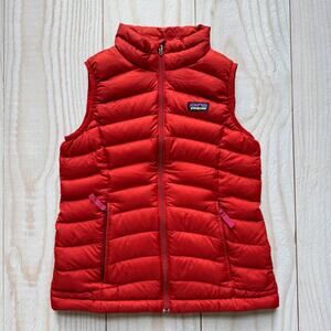 Patagonia Girls Duck Down Insulated Puffer Sweater Vest Size Small Red